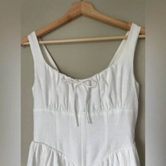 NEW Reformation Balia Linen Sleeveless Midi Dress in White | US 6 UK 10 - Picture 12 of 14